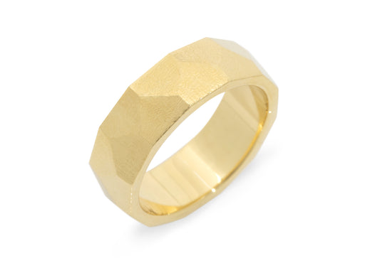 Faceted Wide Band,  Yellow Gold