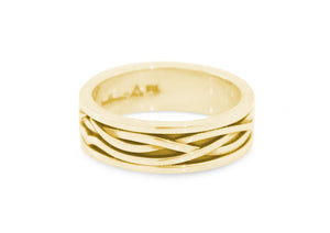 Patterned Elvish Woodland Ring, Yellow Gold