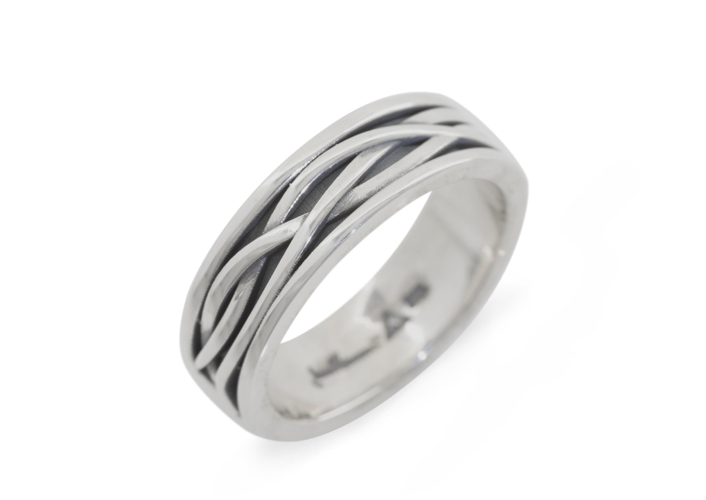 Patterned Elvish Woodland Ring, White Gold & Platinum