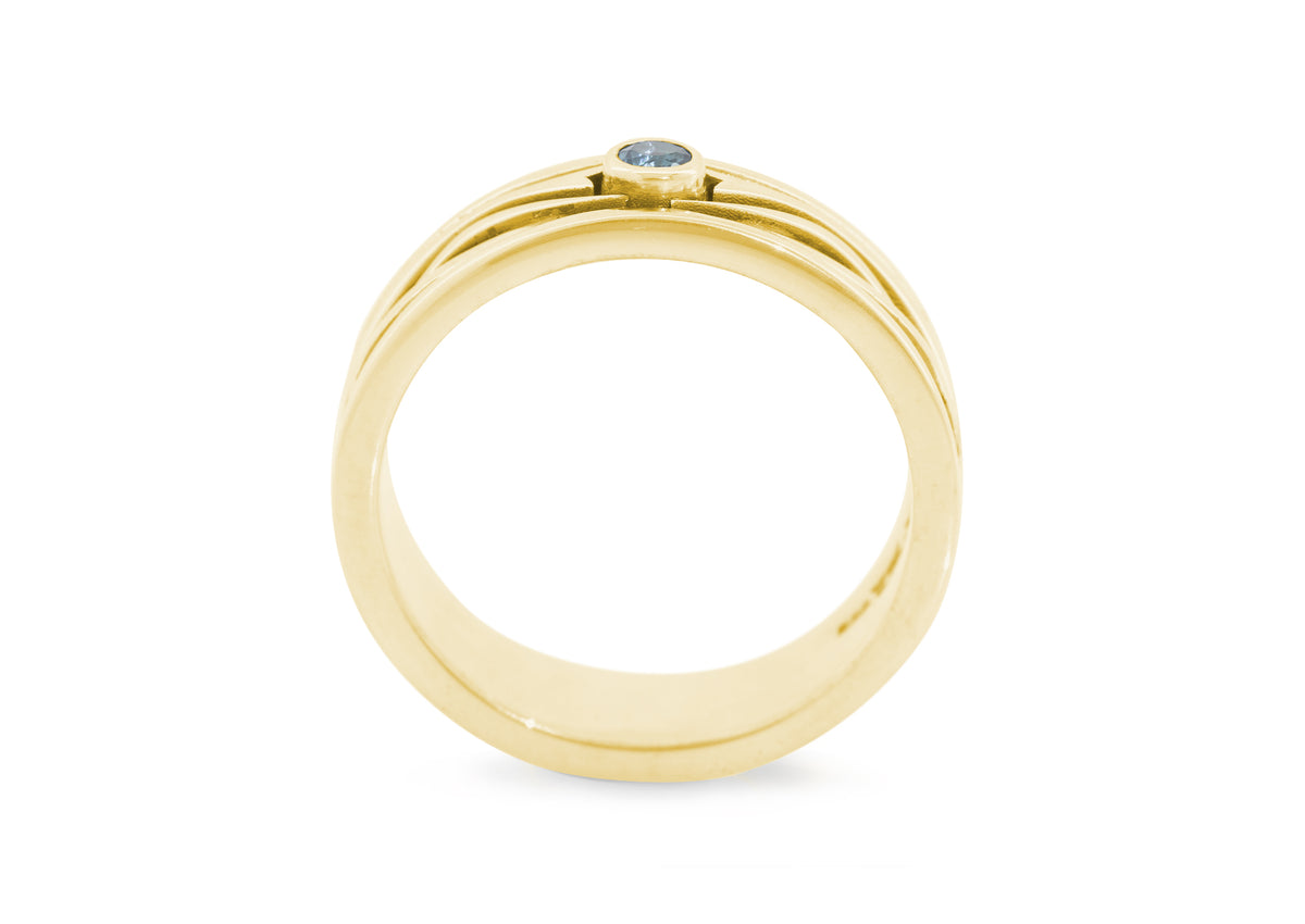 Patterned Gemstone Elvish Woodland Ring, Yellow Gold