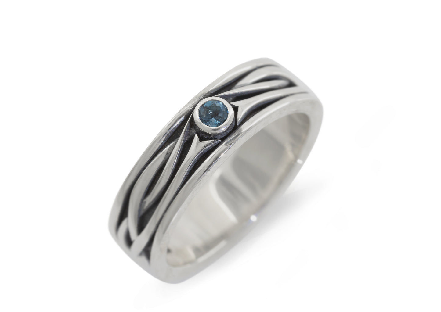 Patterned Gemstone Elvish Woodland Ring, White Gold & Platinum