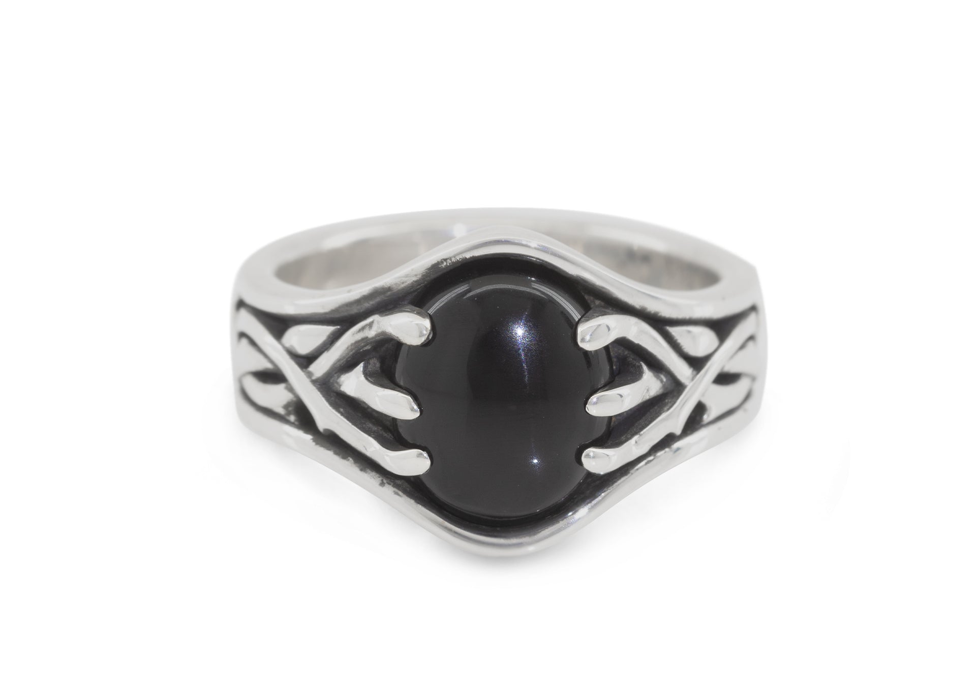 Elvish Woodland Gemstone Signet Style Ring, White Gold & Platinum