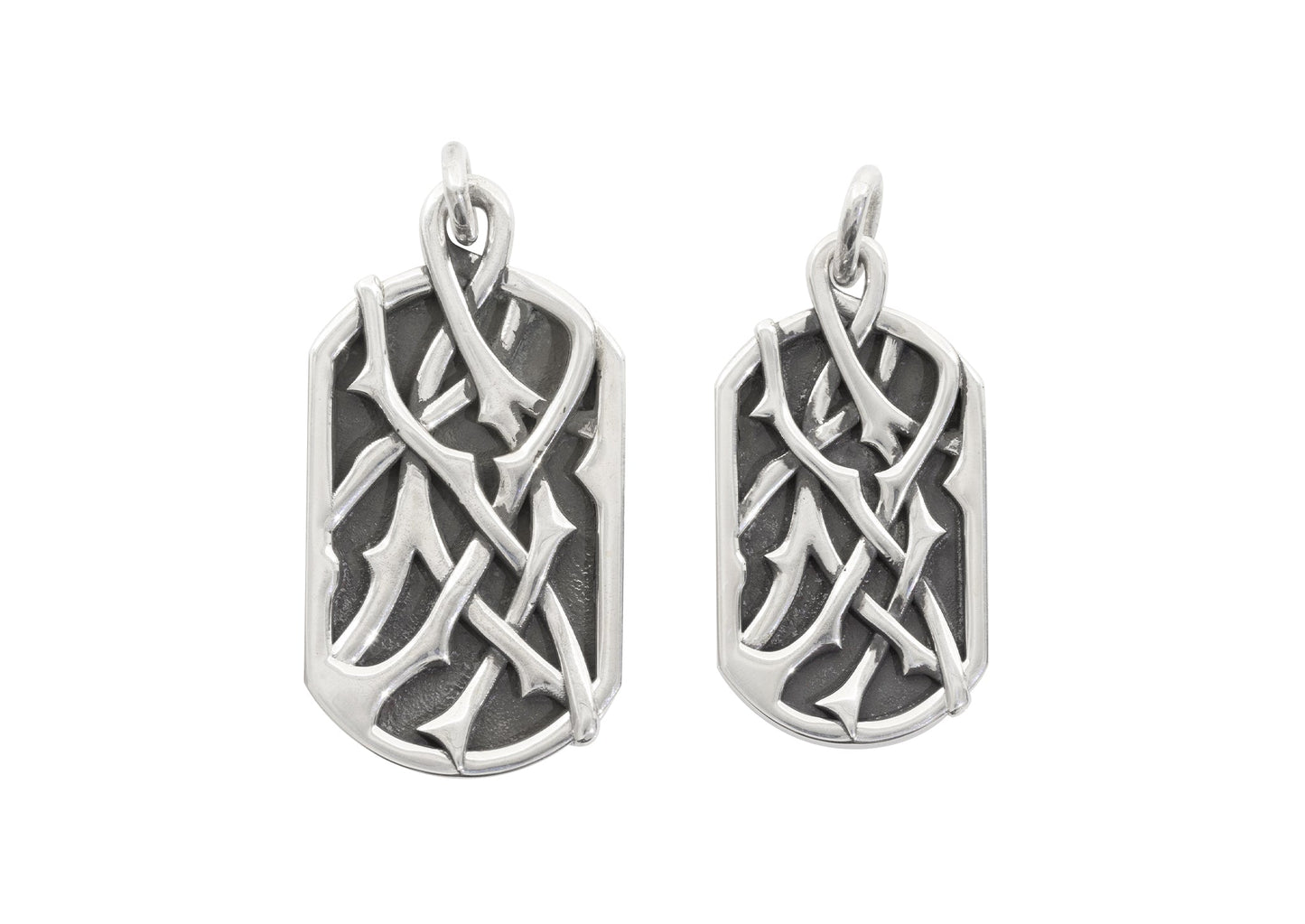 Elvish Woodland Dog Tag Pendant, White Gold & Platinum