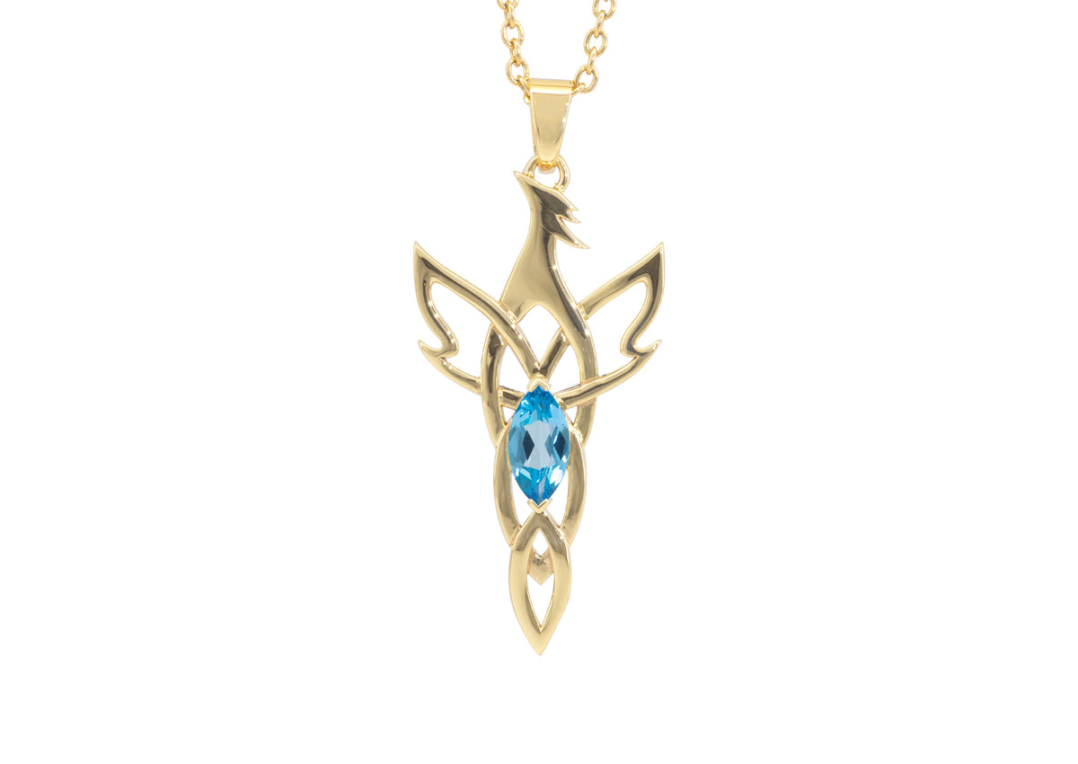 Phoenix Elvish Woodland Pendant, Yellow Gold