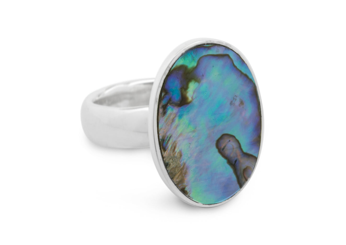 JW483 Paua Shell Oval Ring, Sterling Silver