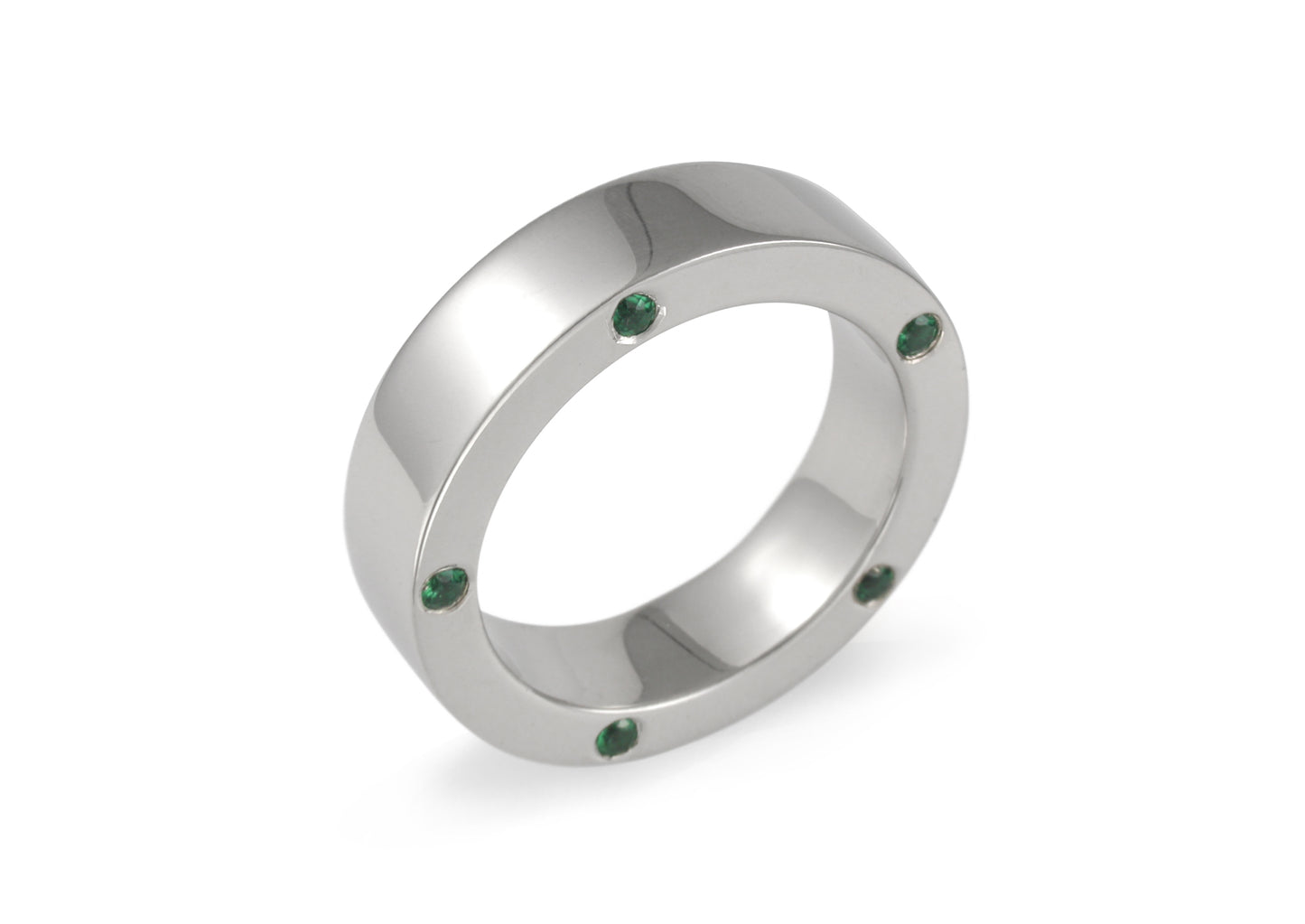 Emerald Side Stone band, White Gold