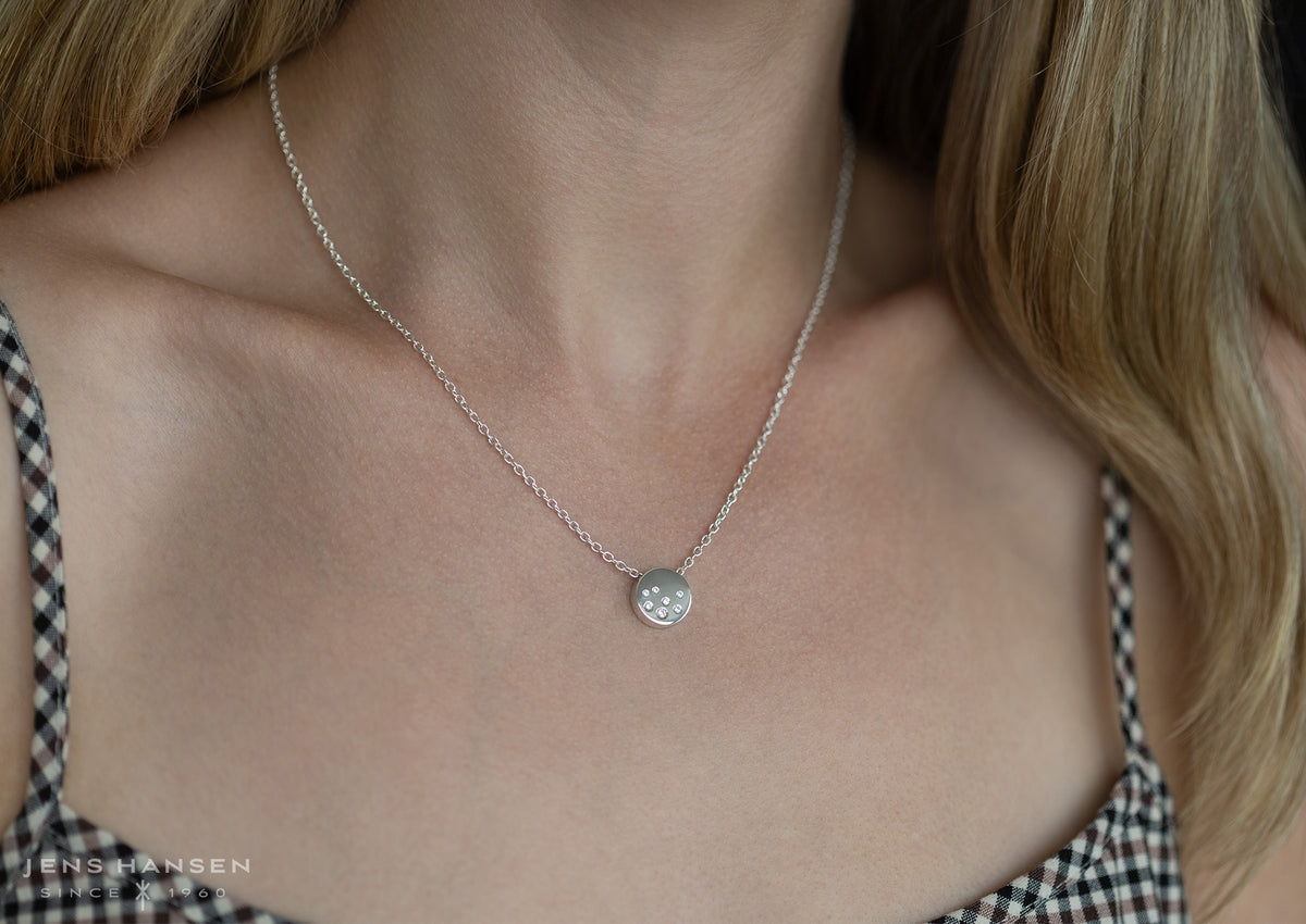 Round Love Stories Scattered Diamond Pendant, Sterling Silver