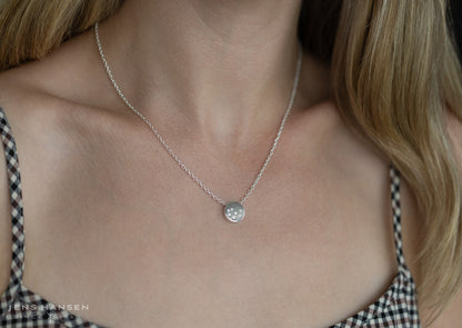 Round Love Stories Scattered Diamond Pendant, Sterling Silver