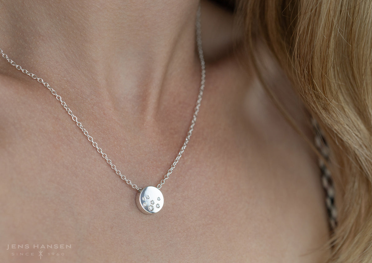Round Love Stories Scattered Diamond Pendant, Sterling Silver