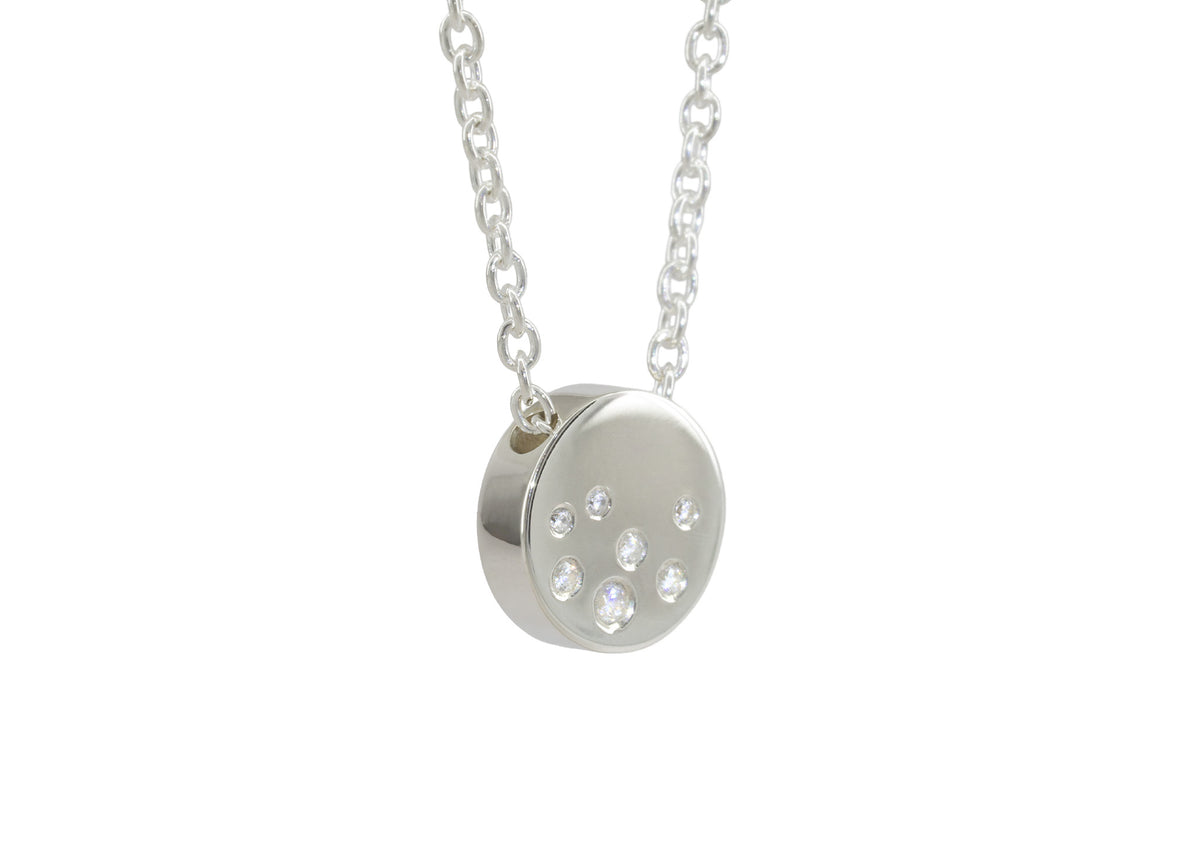 Round Love Stories Scattered Diamond Pendant, Sterling Silver