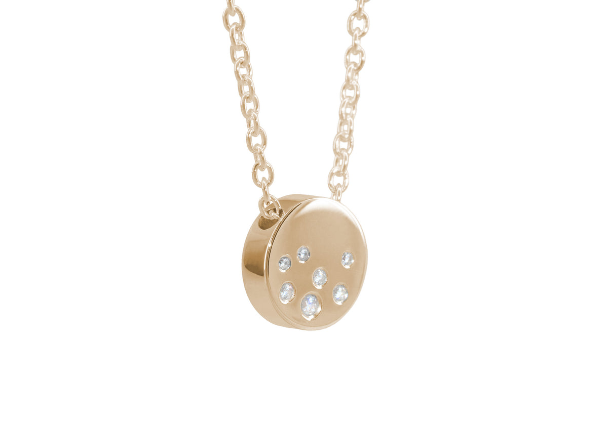 Round Love Stories Scattered Diamond Pendant, Red Gold