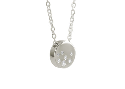 Round Love Stories Scattered Diamond Pendant, White Gold