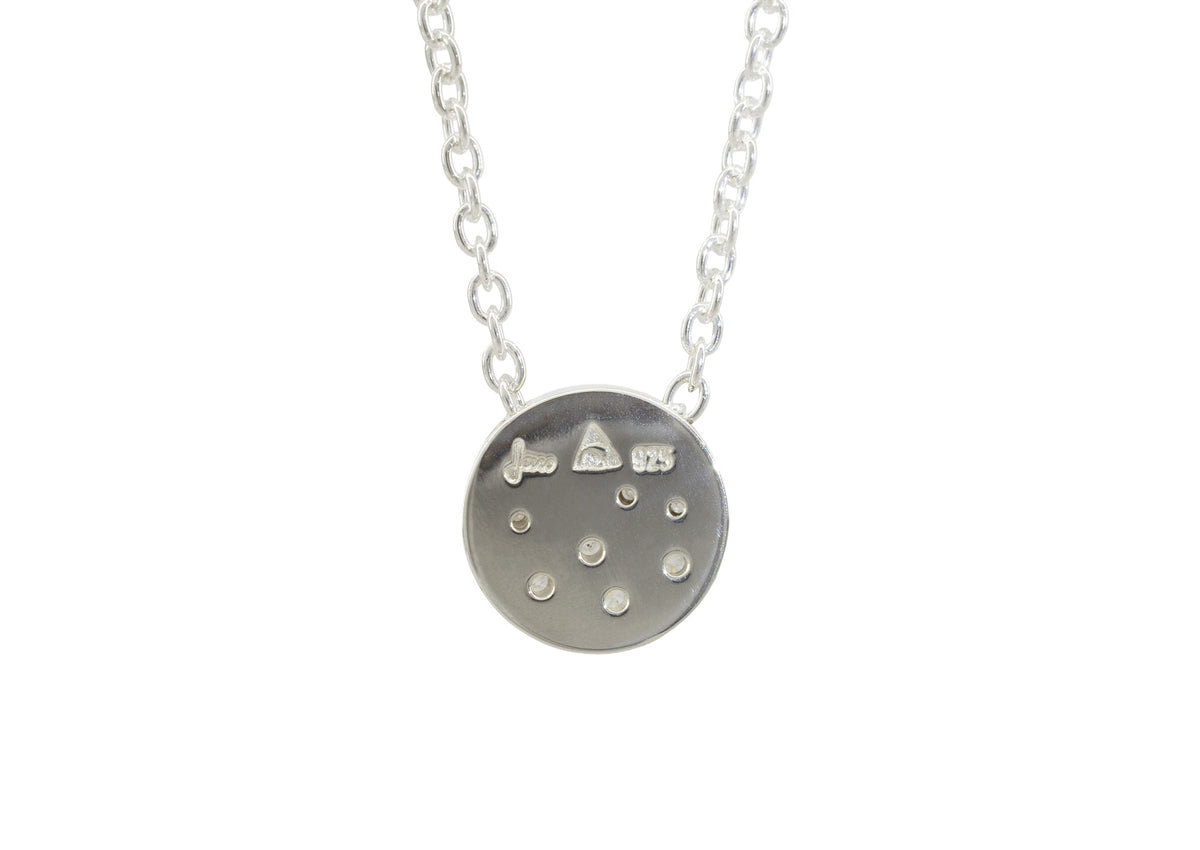 Round Love Stories Scattered Diamond Pendant, Sterling Silver