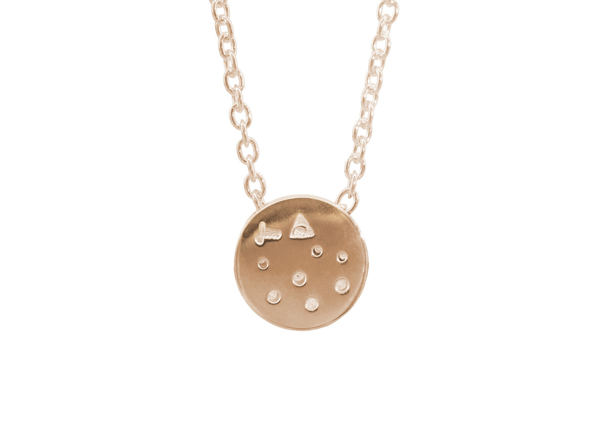 Round Love Stories Scattered Diamond Pendant, Red Gold