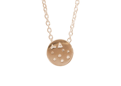 Round Love Stories Scattered Diamond Pendant, Red Gold