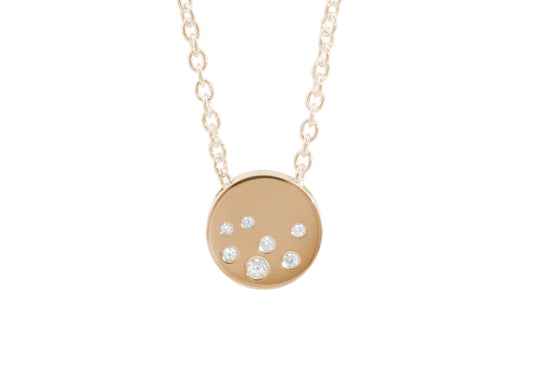 Round Love Stories Scattered Diamond Pendant, Red Gold