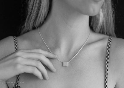 Square Love Stories Diamond Pendant, Yellow Gold