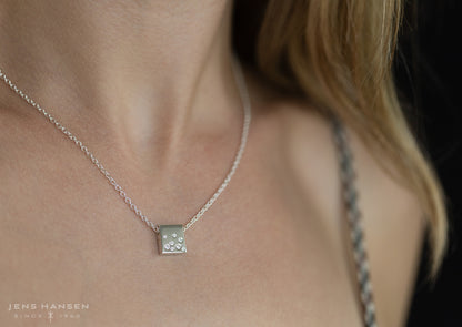Square Love Stories Scattered Diamond Pendant, White Gold