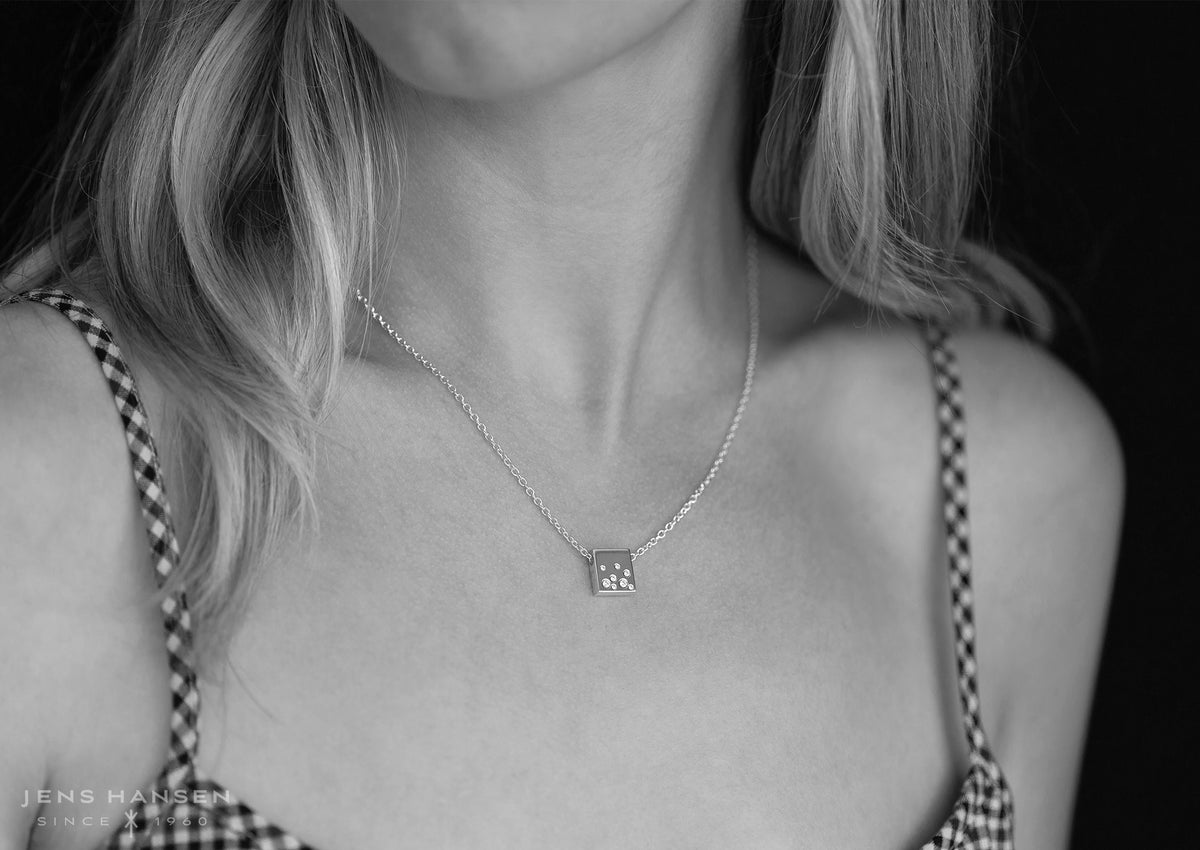 Square Love Stories Scattered Diamond Pendant, Yellow Gold