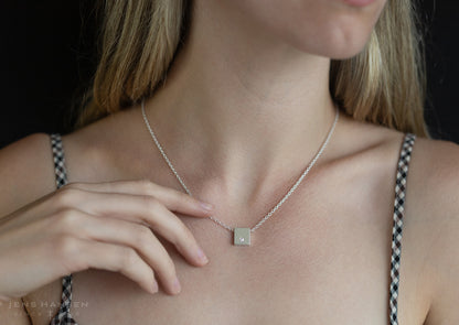 Square Love Stories Diamond Pendant, Sterling Silver