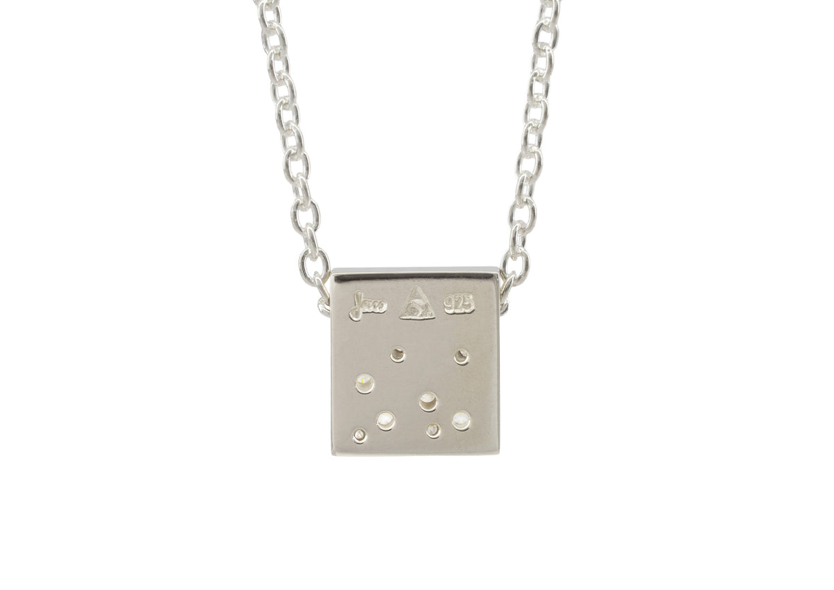 Square Love Stories Scattered Diamond Pendant, Sterling Silver