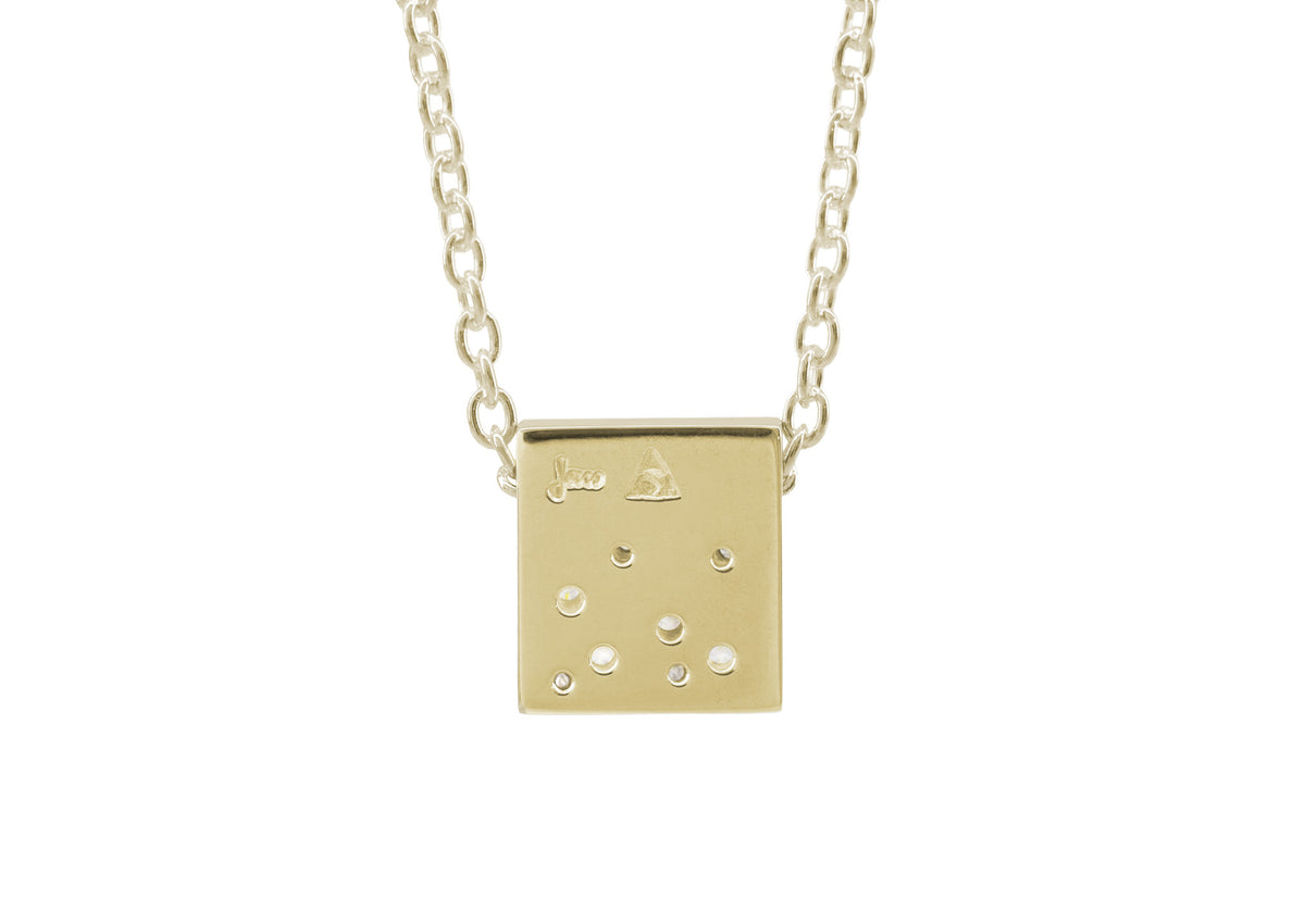 Square Love Stories Scattered Diamond Pendant, Yellow Gold