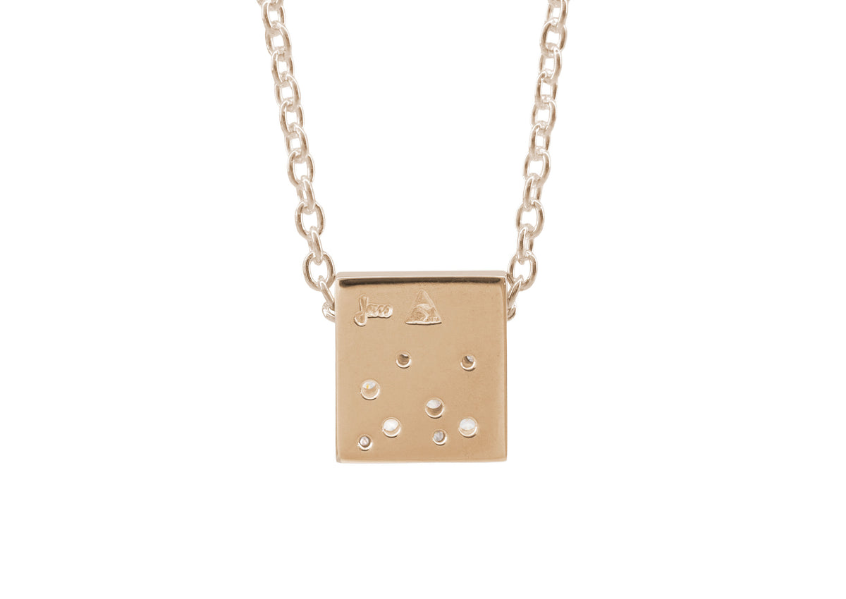 Square Love Stories Scattered Diamond Pendant, Red Gold