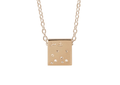 Square Love Stories Scattered Diamond Pendant, Red Gold