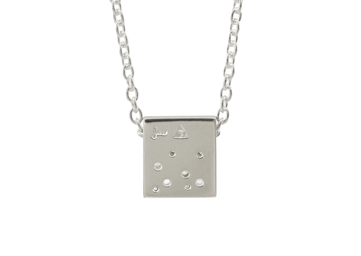 Square Love Stories Scattered Diamond Pendant, White Gold