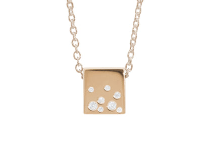 Square Love Stories Scattered Diamond Pendant, Red Gold