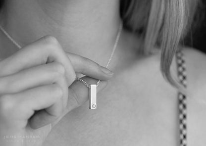 Rectangle Love Stories Diamond Pendant, Red Gold