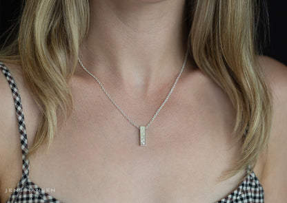 Rectangle Love Stories Scattered Diamond Pendant, Sterling Silver