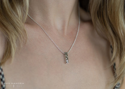 Rectangle Love Stories Scattered Diamond Pendant, Sterling Silver