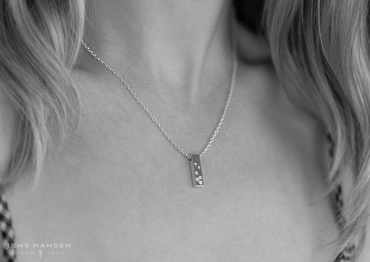 Rectangle Love Stories Scattered Diamond Pendant, Yellow Gold