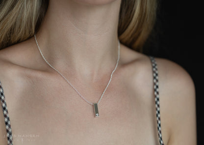 Rectangle Love Stories Diamond Pendant, Sterling Silver