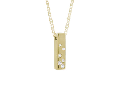 Rectangle Love Stories Scattered Diamond Pendant, Yellow Gold