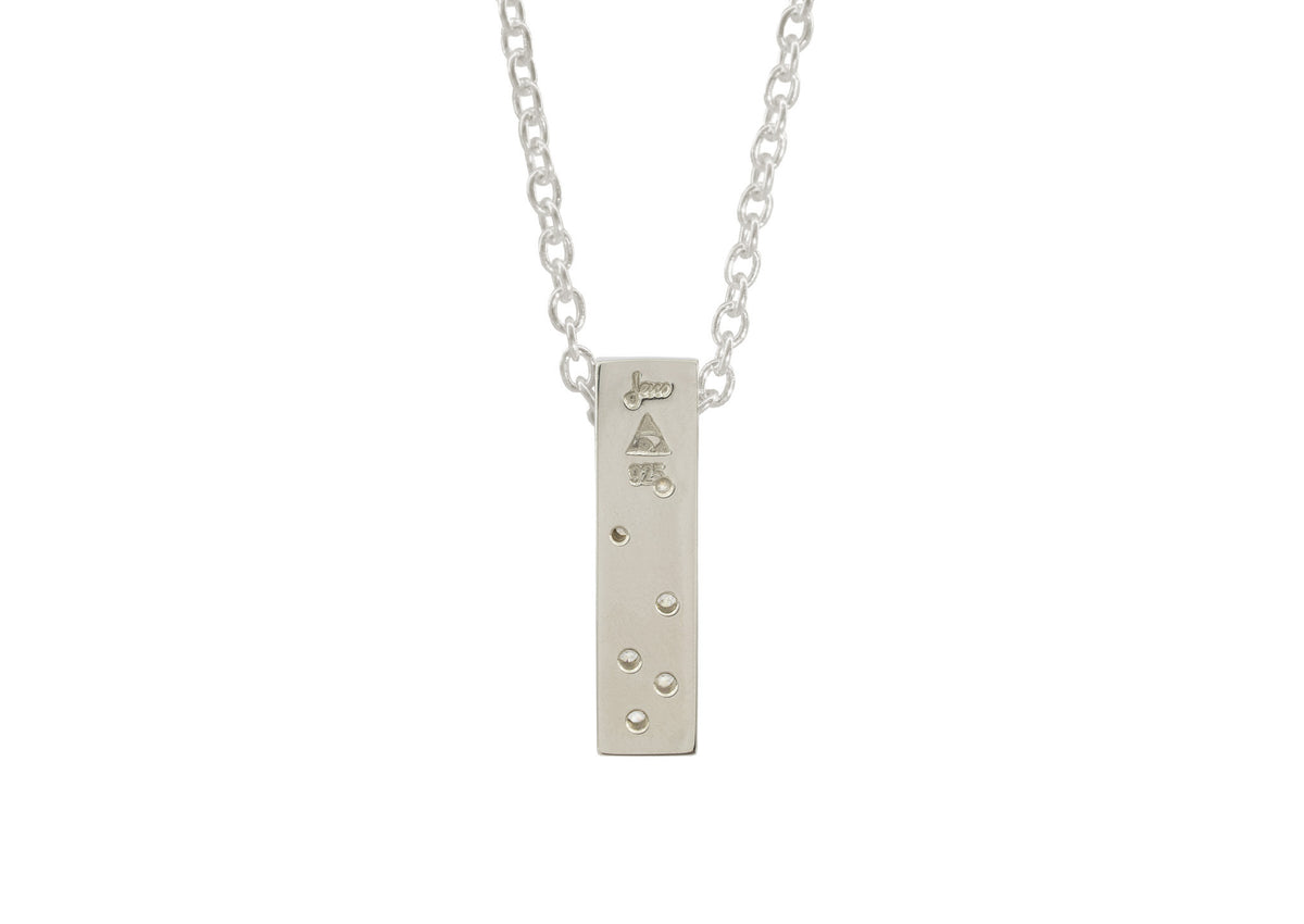 Rectangle Love Stories Scattered Diamond Pendant, Sterling Silver