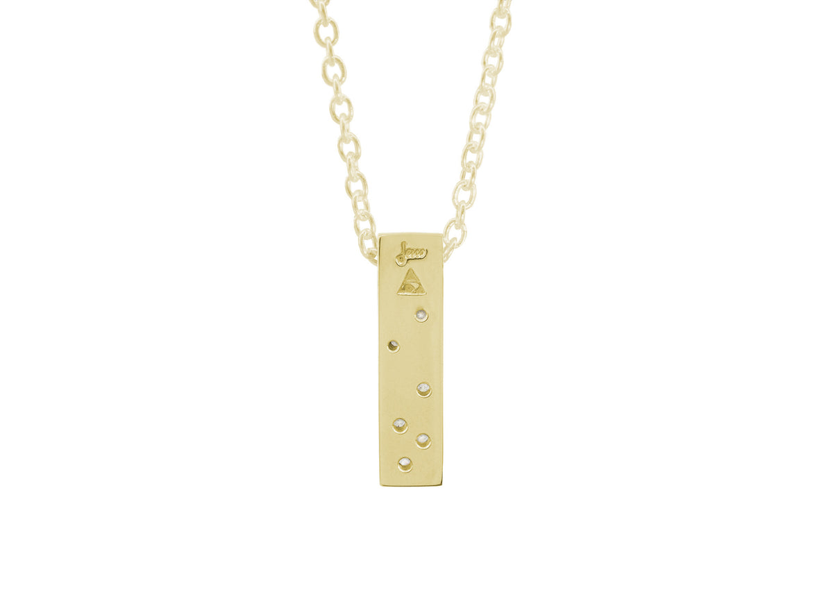 Rectangle Love Stories Scattered Diamond Pendant, Yellow Gold