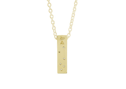 Rectangle Love Stories Scattered Diamond Pendant, Yellow Gold