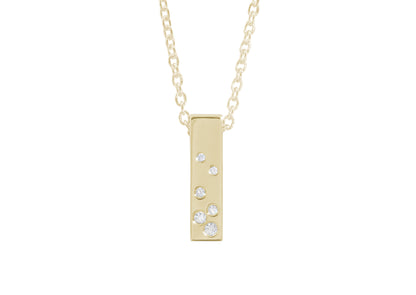Rectangle Love Stories Scattered Diamond Pendant, Yellow Gold