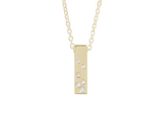 Rectangle Love Stories Scattered Diamond Pendant, Yellow Gold