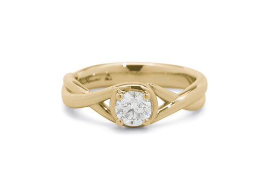 Solitaire Diamond Vine Ring, Yellow Gold