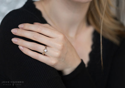 Bitone Princess Engagement Ring, Yellow and White Gold