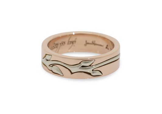 Golden Branches Wedding Band, Red & White Gold