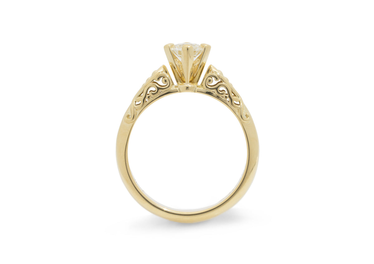 Ornate Filigree Engagement Ring, Yellow Gold