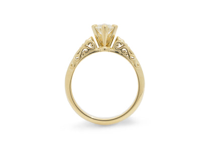 Ornate Filigree Engagement Ring, Yellow Gold
