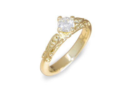Ornate Filigree Engagement Ring, Yellow Gold