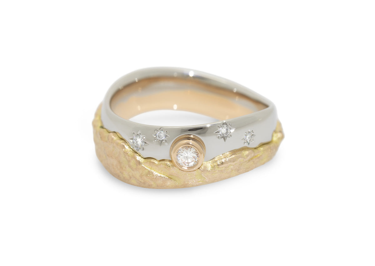 Dwarven Mountain Ring, Platinum & Red Gold