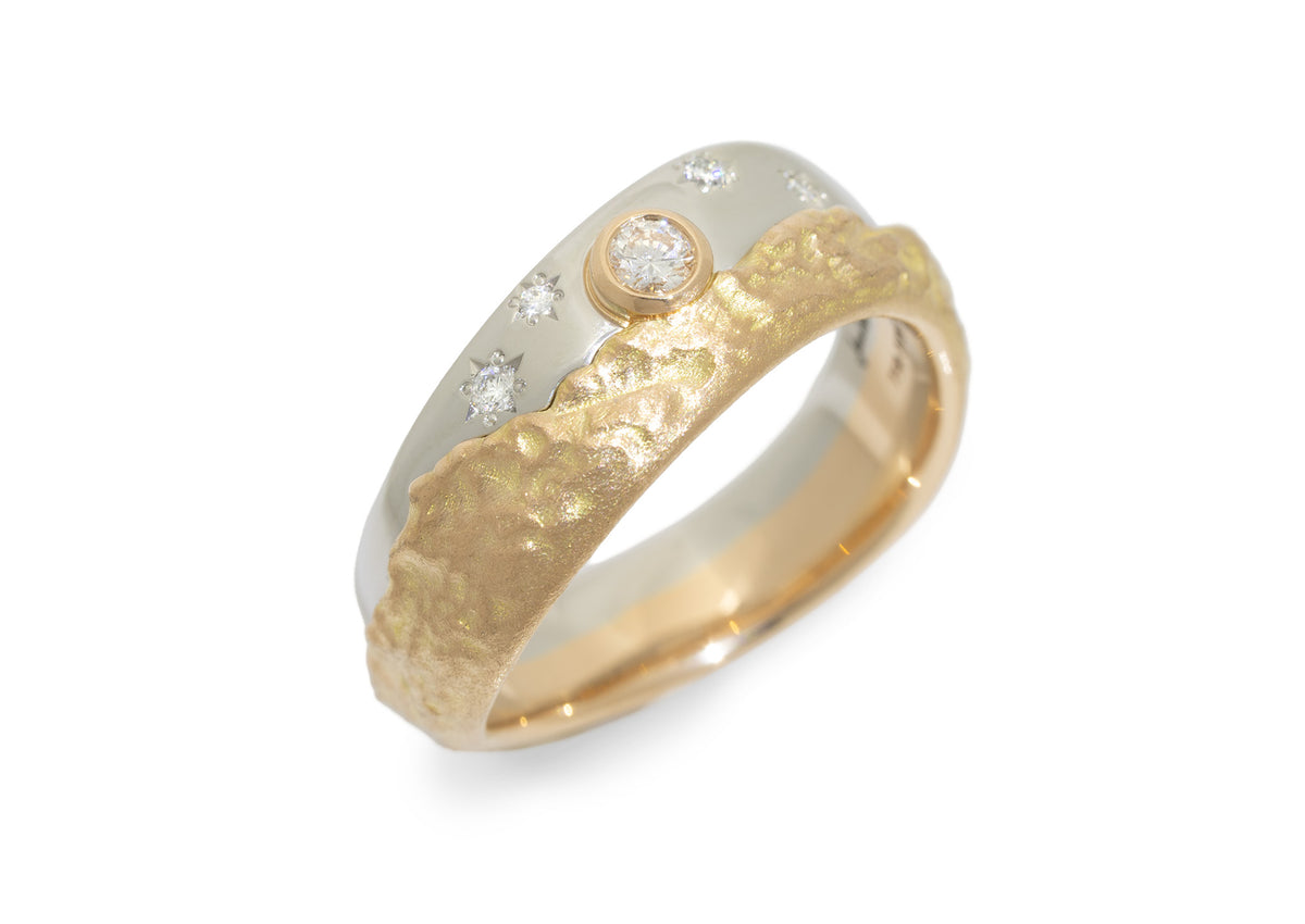 Dwarven Mountain Ring, Platinum & Red Gold