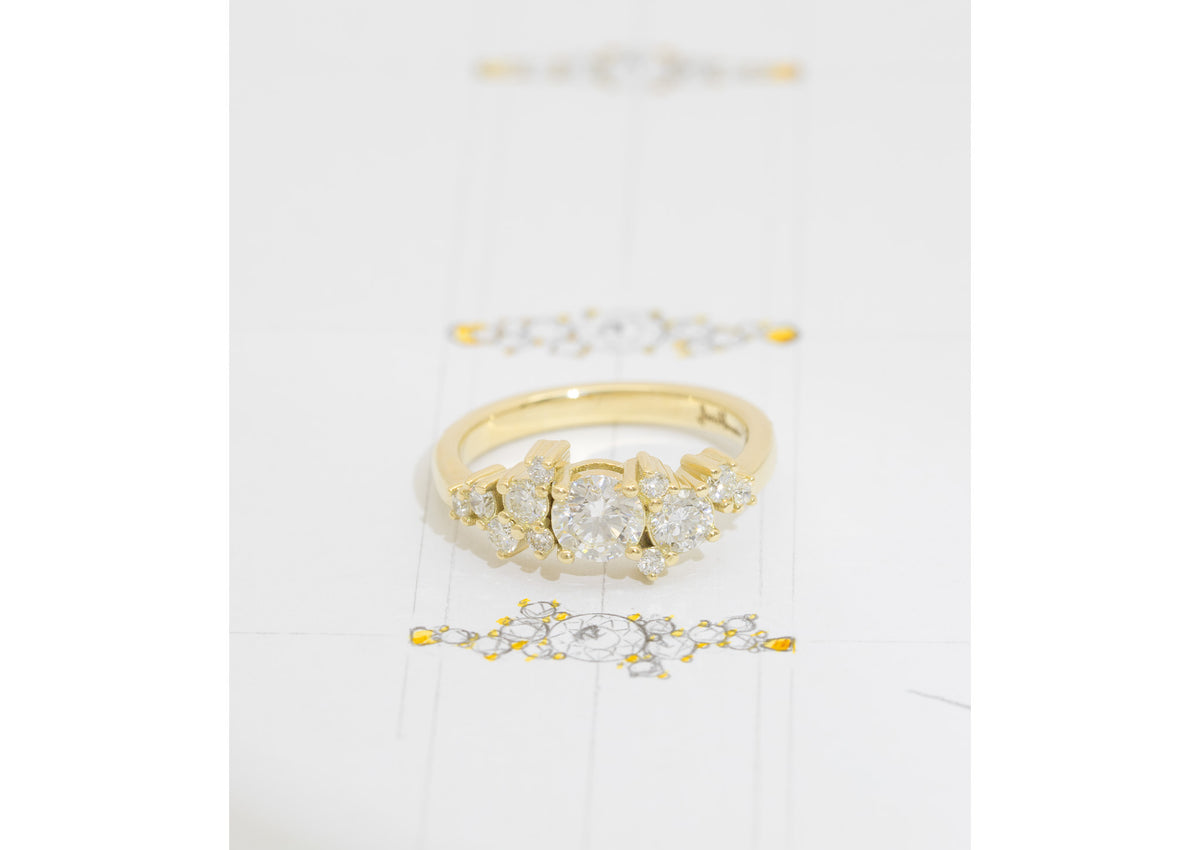 Diamond Cluster Ring, Yellow Gold